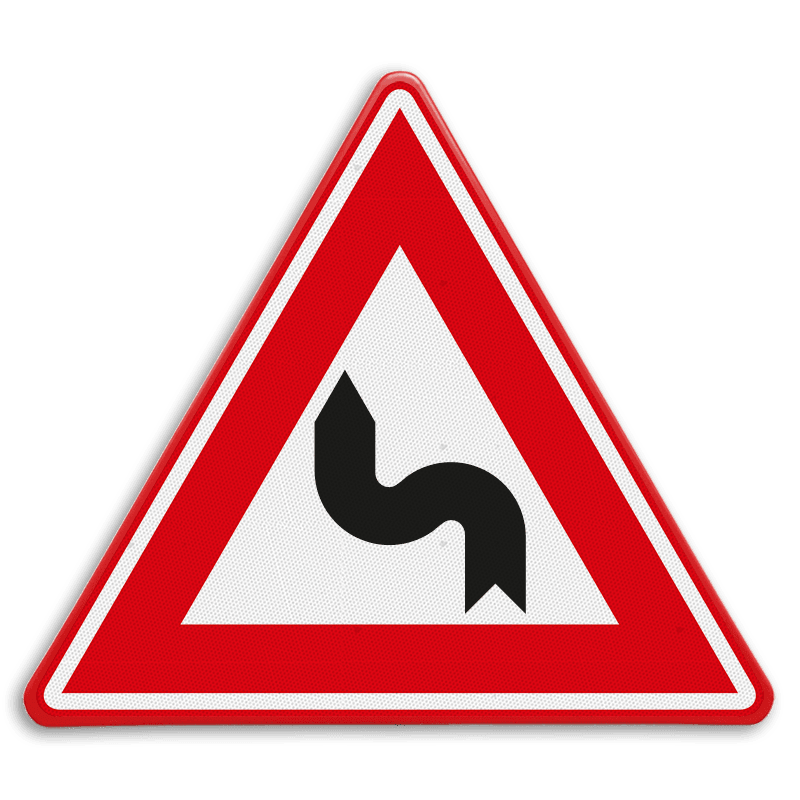 Verkeersbord RVV J05 - Vooraanduiding S-bocht(en) links, rechts
