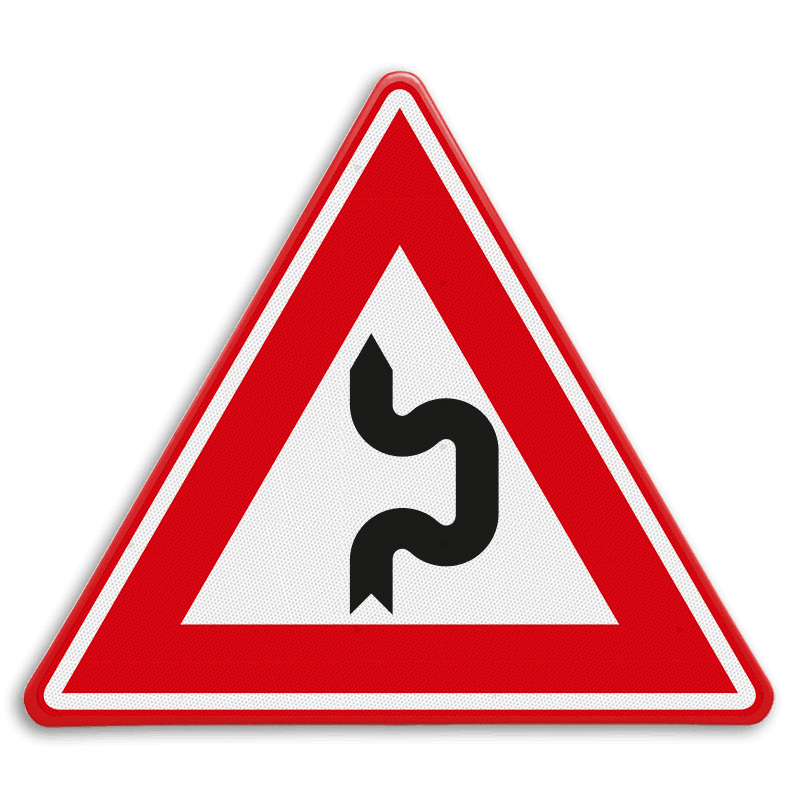 Verkeersbord - Vooraanduiding dubbele S-bocht