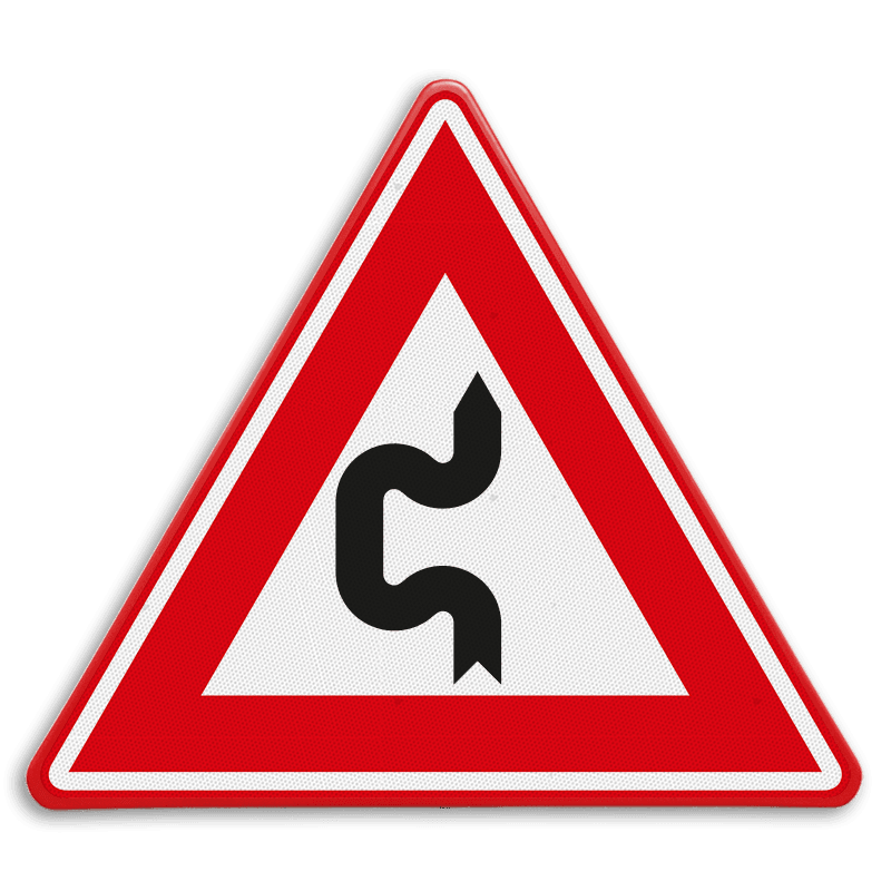 Verkeersbord - Vooraanduiding dubbele S-bocht