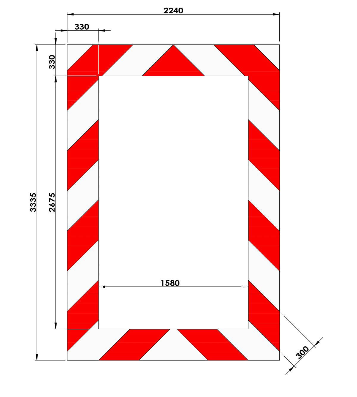 Kaderrand NL 2240x3335x330mm rood/wit Silca/VPD | Klasse 3