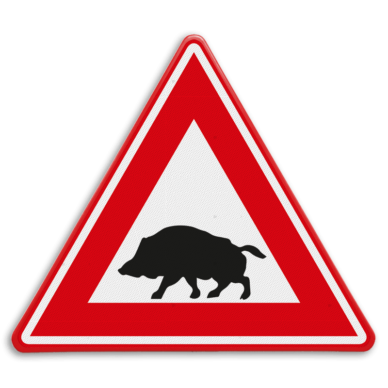 Verkeersbord - waarschuwing zwijnen - reflecterend
