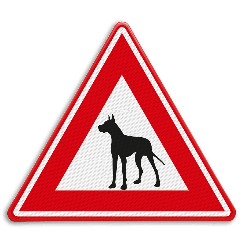 Verkeersbord - waarschuwing pas op voor de waakhond - reflecterend