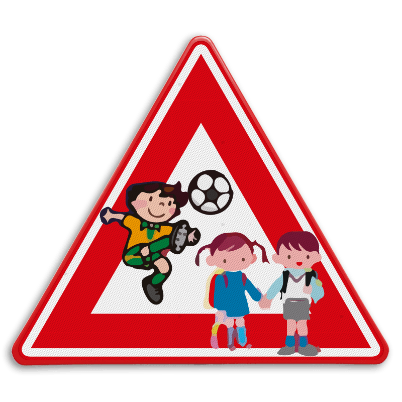Verkeersbord - waarschuwing voor spelende kinderen