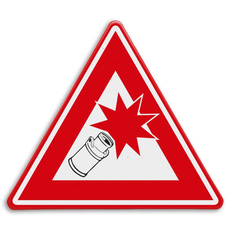 Verkeersbord - PAS OP Carbid schieten