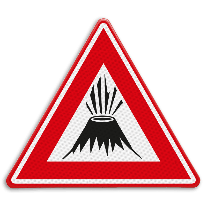 Verkeersbord - waarschuwing vulkaan