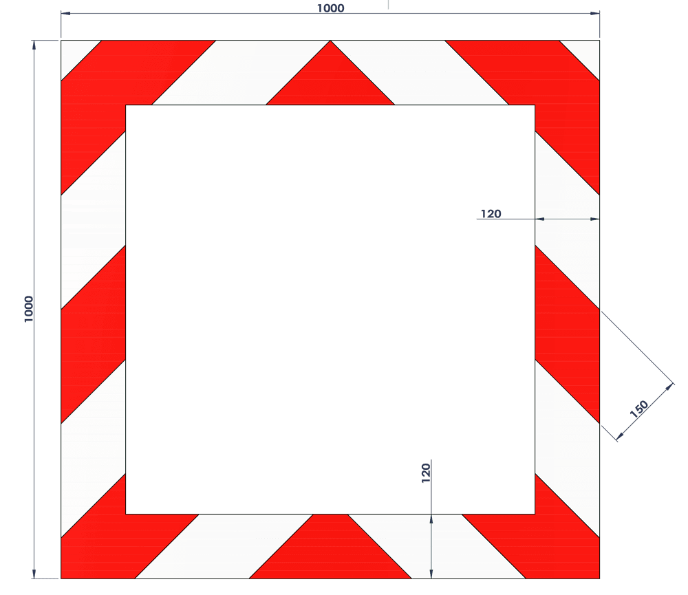 Kaderrand NL 1000x1000x120mm rood/wit Silca/VPD | Klasse 3