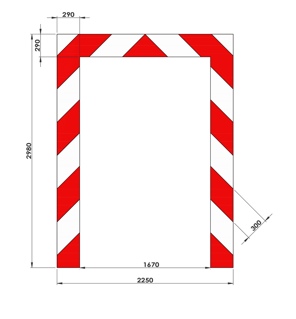 Kaderrand NL 2250x2980x290mm 3-delig - rood/wit Silca/VPD | Klasse 3
