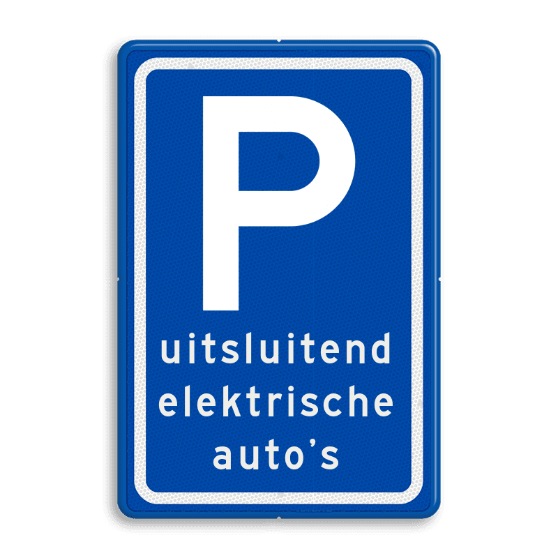 Verkeersbord parkeren, uitsluitend elektrische auto's - reflecterend