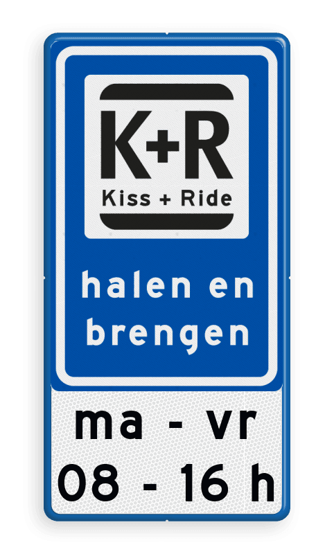Verkeerbord RVV L52 KISS & RIDE - halen en brengen met tekst