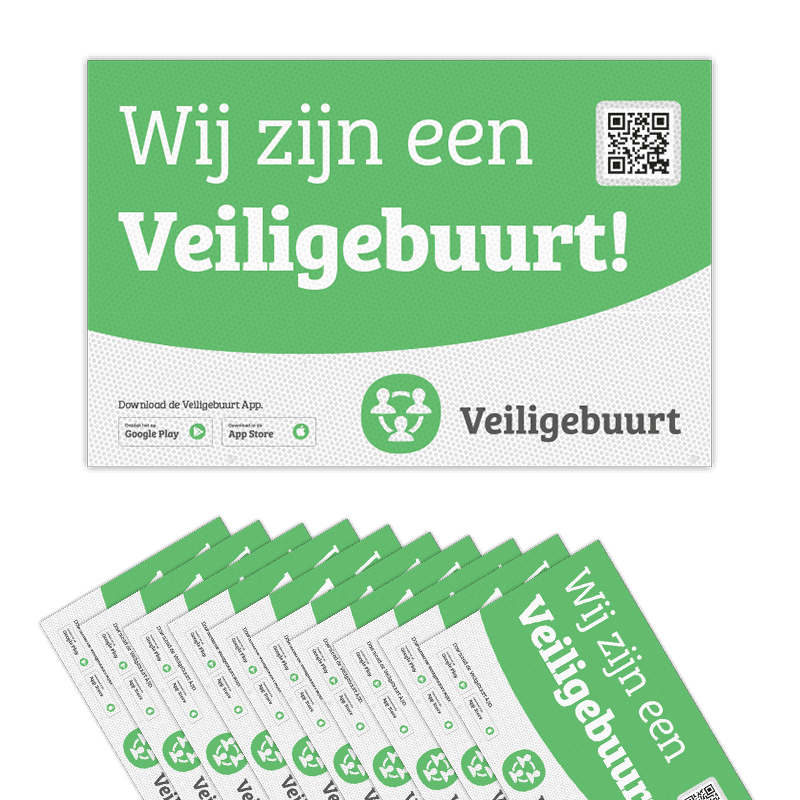 Reflecterende Stickerset Veiligebuurt.nl - Buurtpreventie ( 10 stuks )