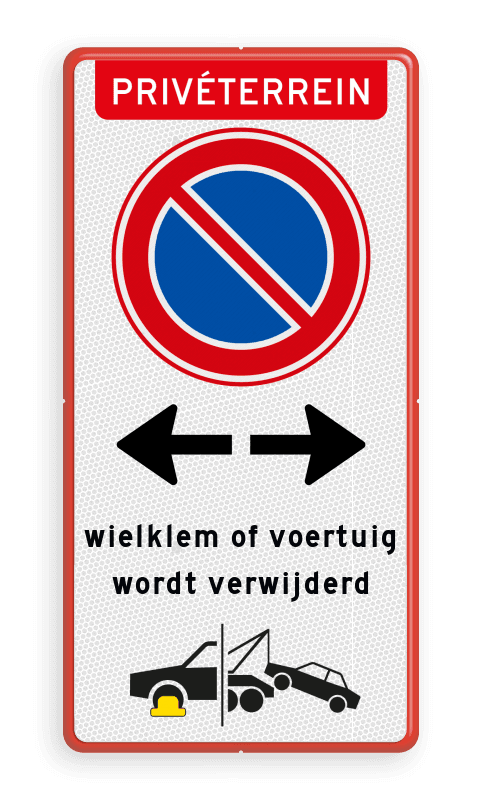 Parkeerverbod bord wielklem voertuig verwijderd - reflecterend