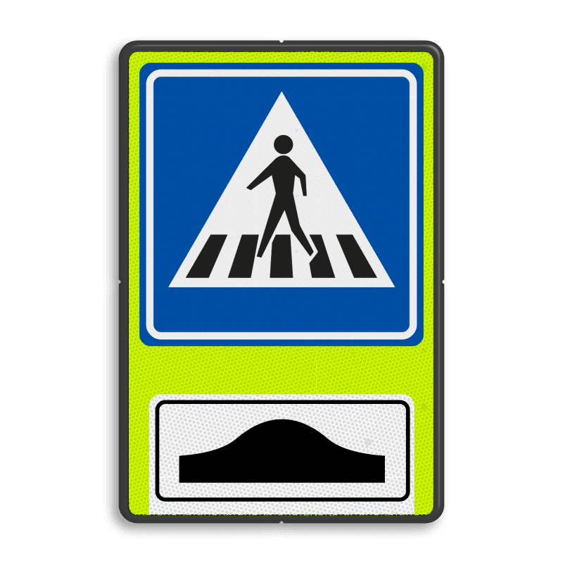 Verkeersbord RVV L02f - FLUOR oversteekplaats / zebrapad met drempel