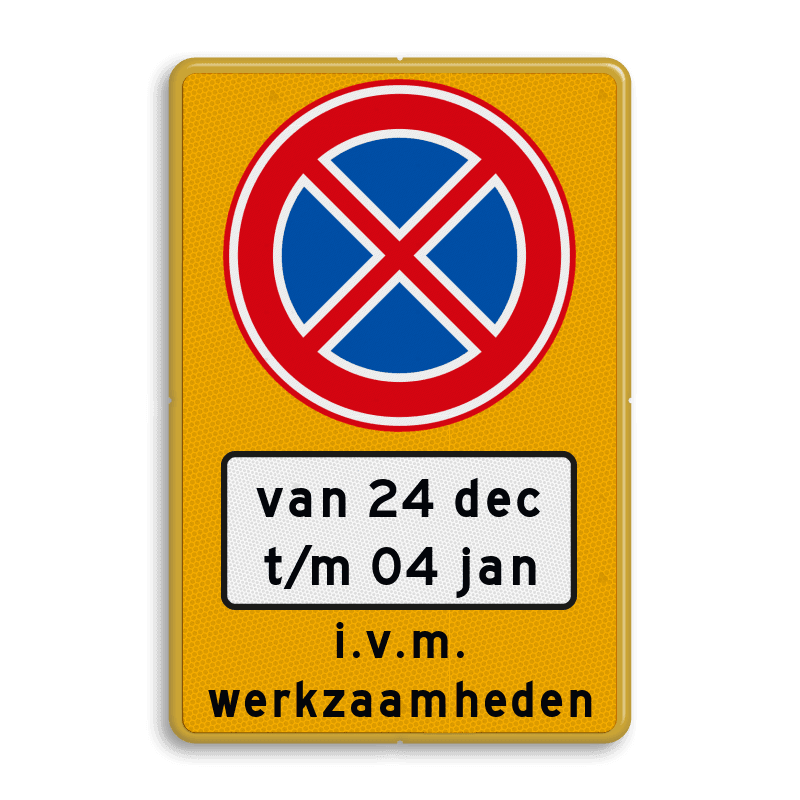Parkeermaatregelbord (officieel) + datum en tijden