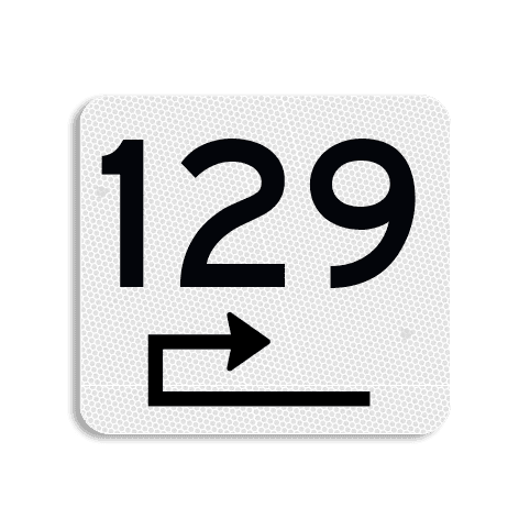 Plaque numéro maison réfléchissante 119x109 mm – Flèche directionnelle personnalisable