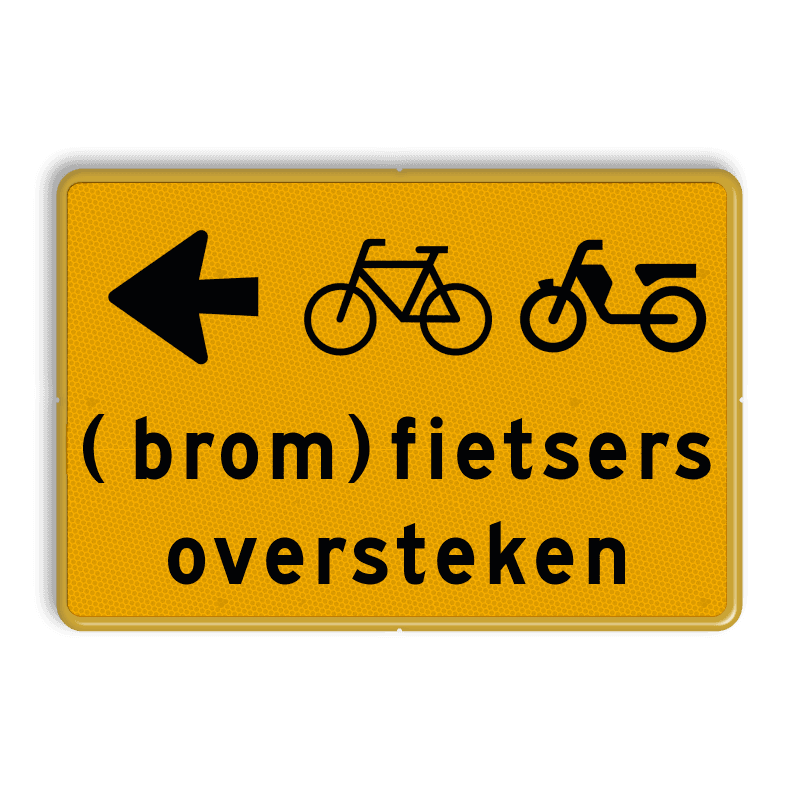 Omleidingsbord - (brom)fietsers oversteken + pijl - reflecterend