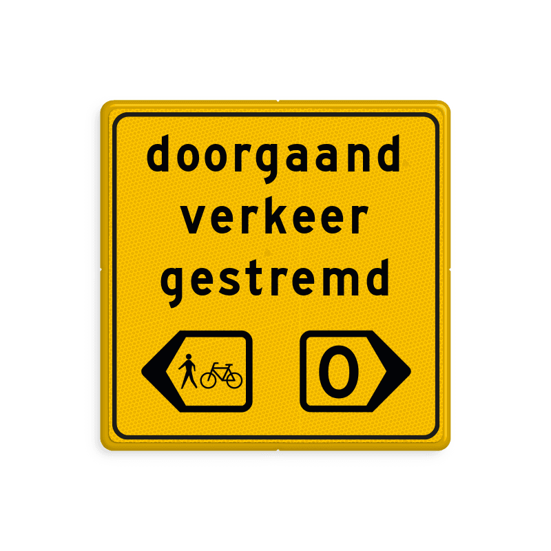 Omleidingsbord doorgaand verkeer gestremd - reflecterend