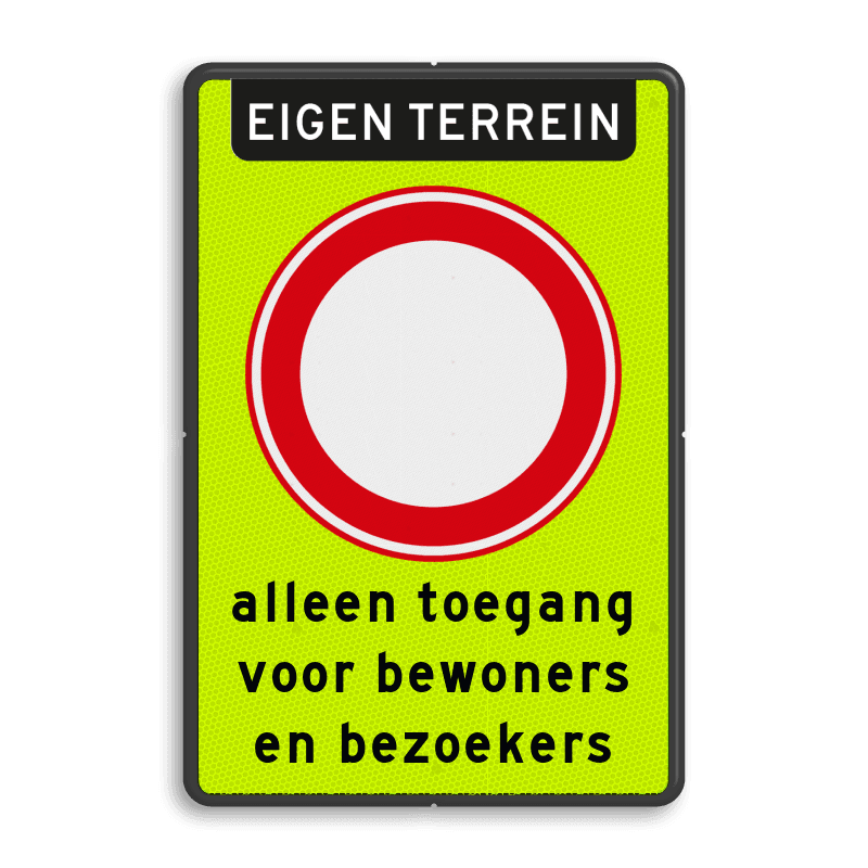 Verkeersbord RVV C01f_2txt - Gesloten voor alle verkeer - fluor achtergrond