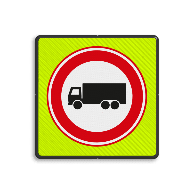 Verkeersbord RVV C07f - Gesloten voor vrachtverkeer - fluor achtergrond