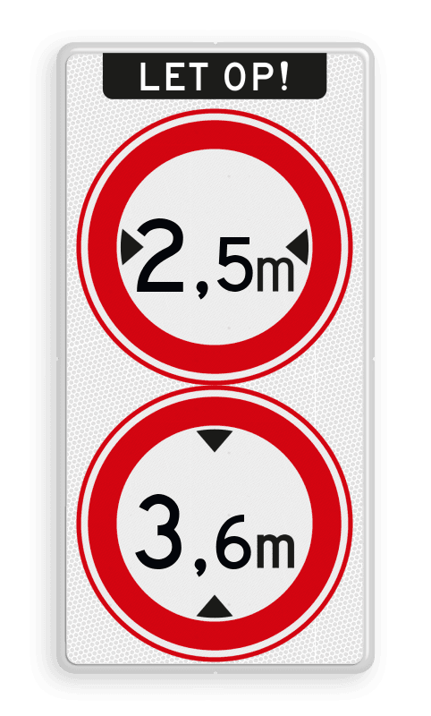 Verkeersbord RVV C18-C19 - Gesloten voor te hoge en te brede voertuigen