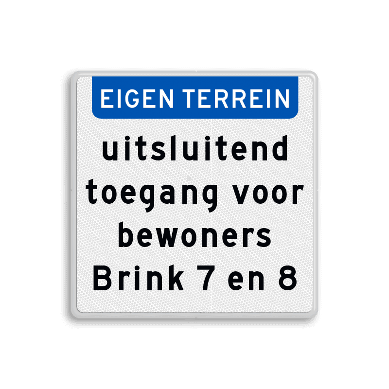 Terreinbord met eigen tekst (standaard 400x400mm)