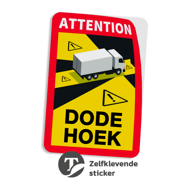 Sticker dode hoek vrachtverkeer officieel - 170x250mm - Reflecterend