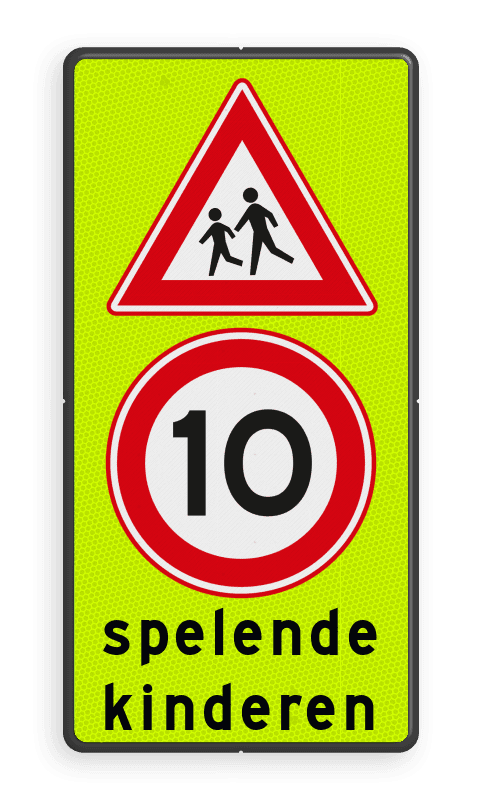 Verkeersbord Spelende kinderen RVV J21 + A1-10 reflecterend