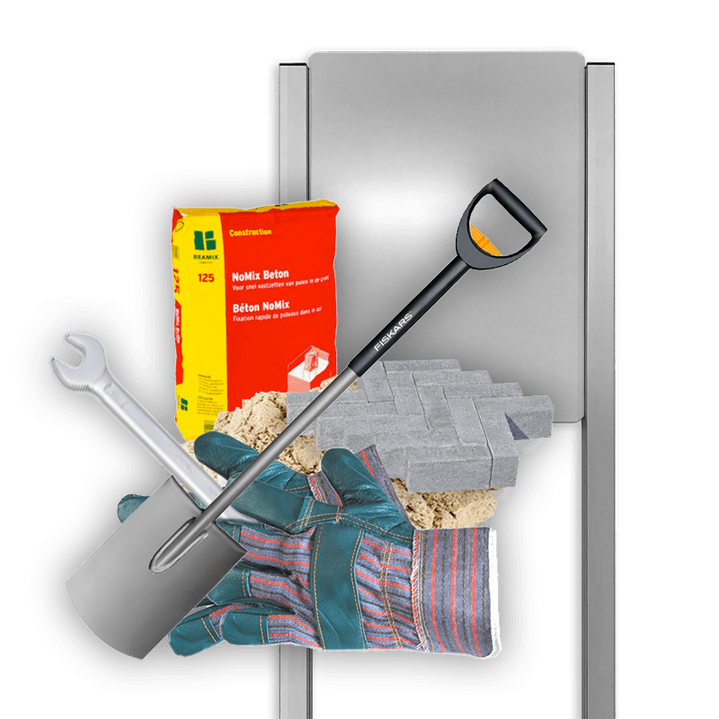 Plaatsing TS Unit (2 staanders) in klinkers/straatwerk - op privé terrein