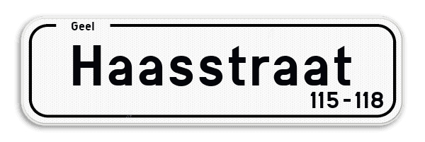 Gepersonaliseerd straatnaambord wit met ondertekst 700x200