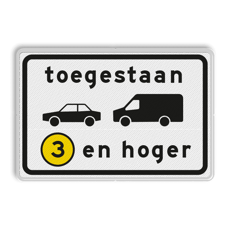 Verkeersbord RVV C22a1 - Onderbord - Milieuzone auto en busje
