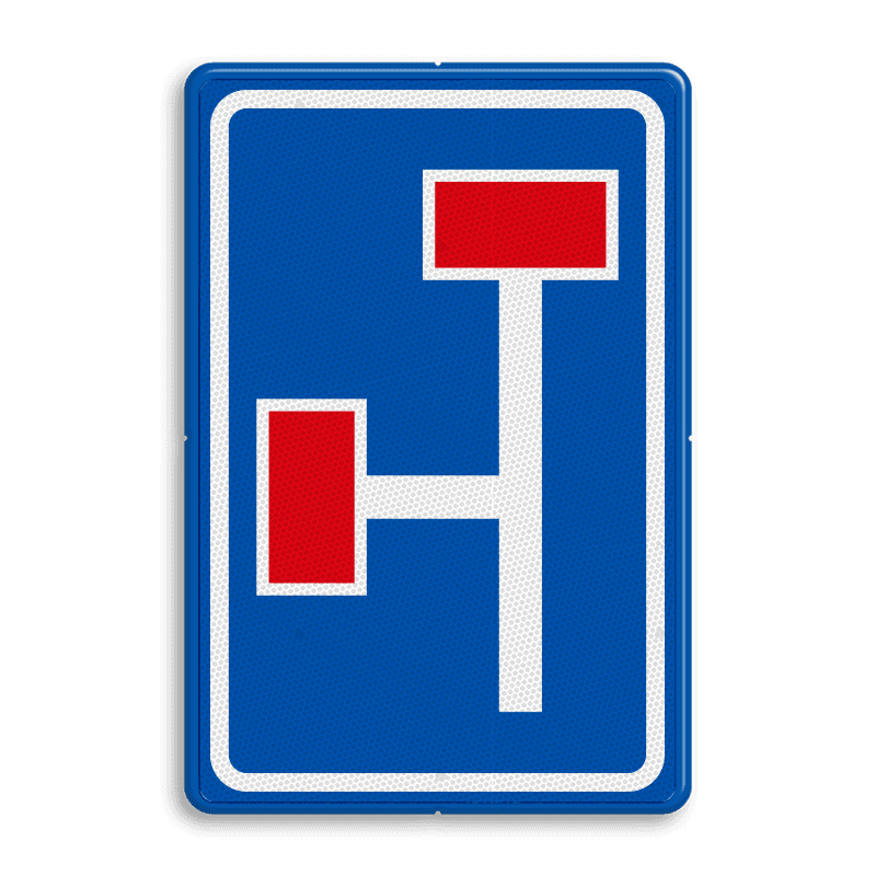 Verkeersbord RVV L09-3l - Doodlopende weg - voorwaarschuwing