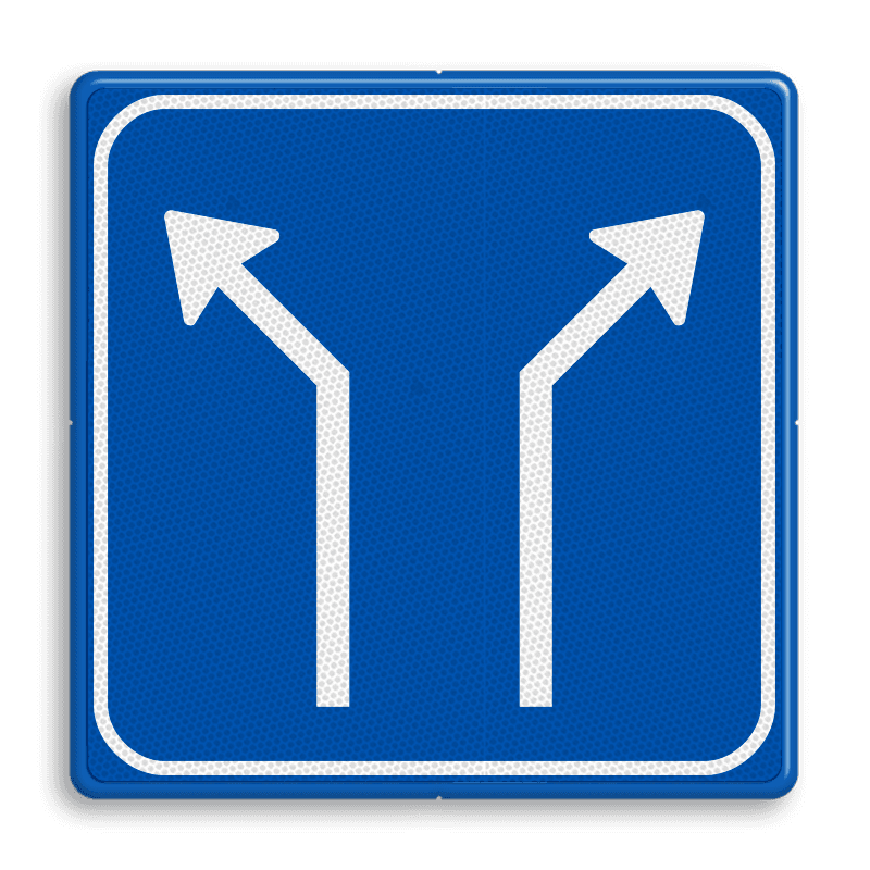 Verkeersbord RVV L06-2 - Pijlbord Splitsing