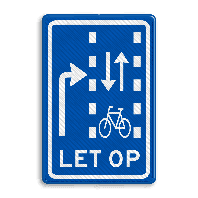 Verkeersbord RVV VR09-03 - Let op: recht doorgaande fietsers in twee richtingen