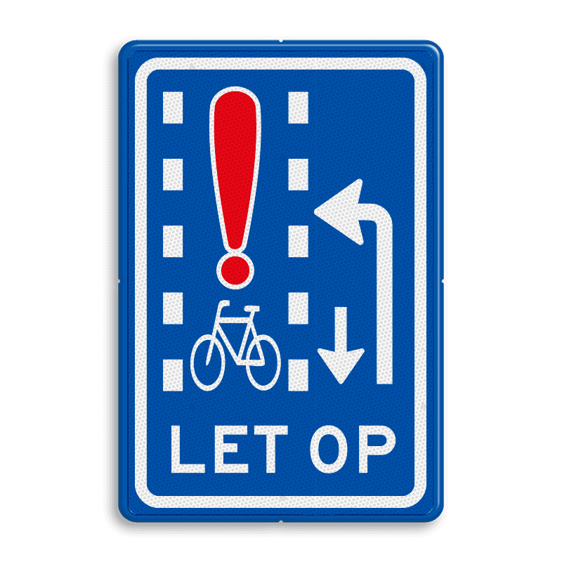 Verkeersbord RVV VR10-01 - Let op: recht doorgaande fietsers