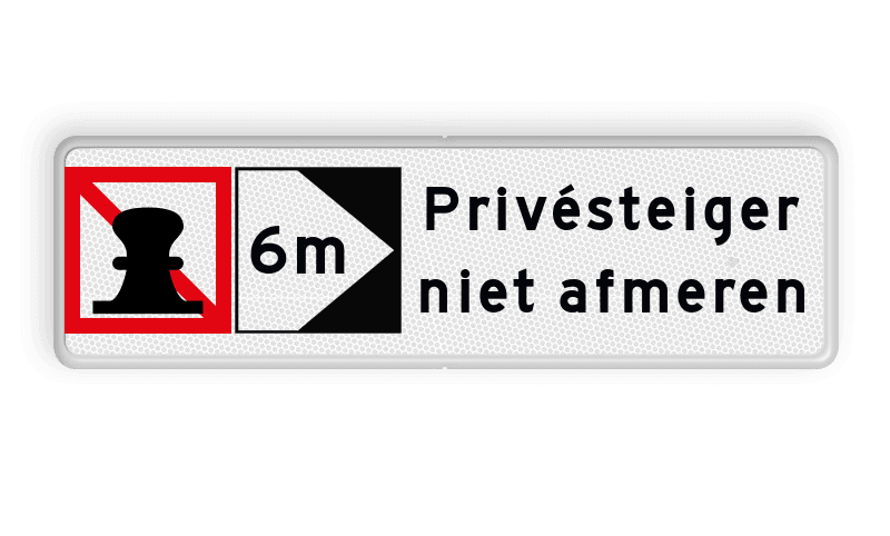 Scheepvaartbord BPR A.7 Verboden af te meren - Privésteiger met tekst