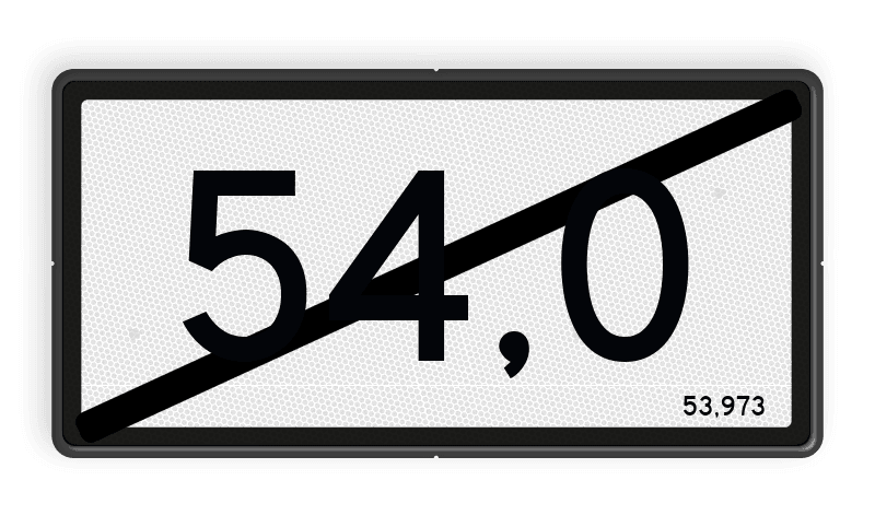 Kilometerbord (einde) Nieuwe stijl - RS - 600x300mm - Reflecterend