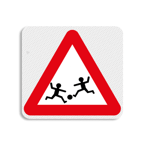 Panneau de terrain - Attention ! Les enfants jouent - 119x109mm