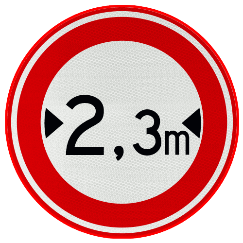Verkeersbord RVV C18 - Gesloten voor te brede voertuigen