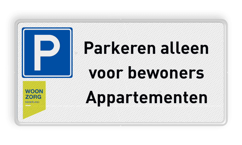 Parkeerbord in huisstijl Woonzorg Nederland