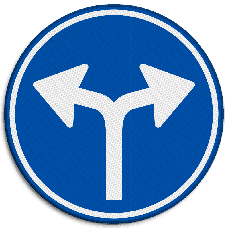 Verkeersbord RVV D07 - Verplichte rijrichting links of rechtsaf