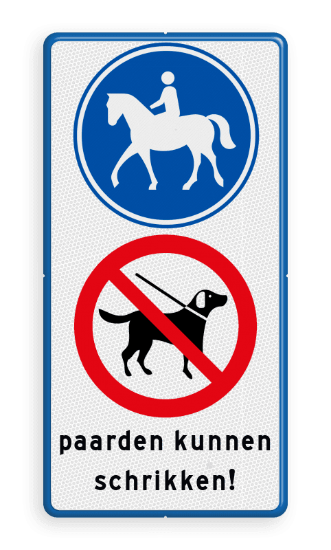 Verkeersbord ruiterpad + honden verboden