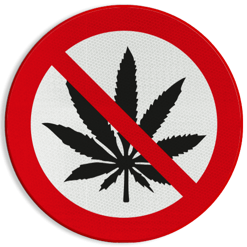 Verbodsbord - Drugs verboden - reflecterend