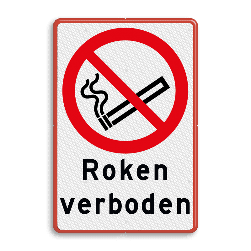 Vekeersbord verboden te roken + tekst - reflecterend