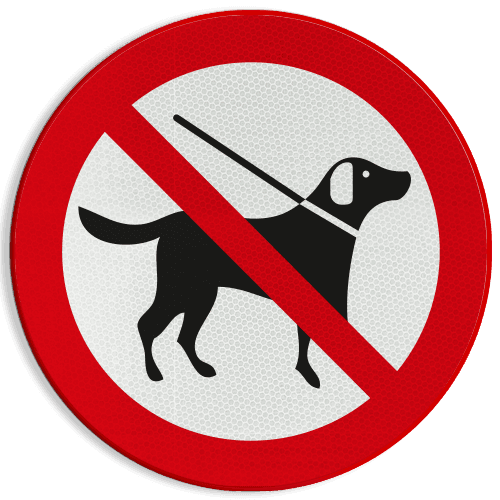 Verkeersbord honden verboden (ook aangelijnd) - reflecterend