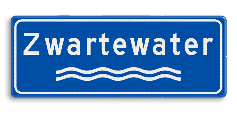Verkeersbord Rivieren naam - blauw/wit