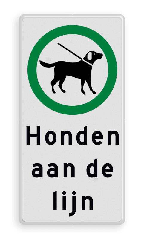Verkeersbord honden aangelijnd toegestaan - Picto en tekst