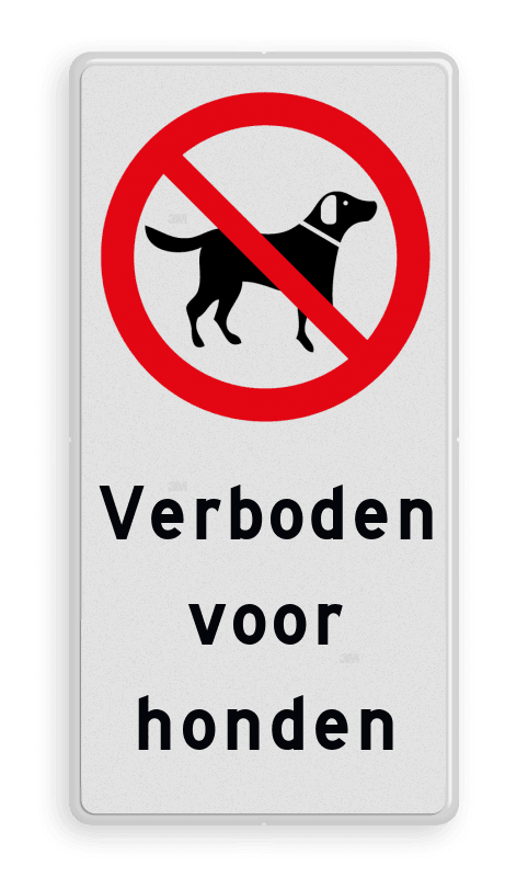 Verkeersbord Verboden voor honden - Picto en tekst