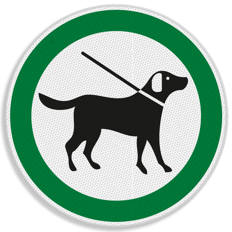Verkeersbord Aangelijnde honden toegestaan
