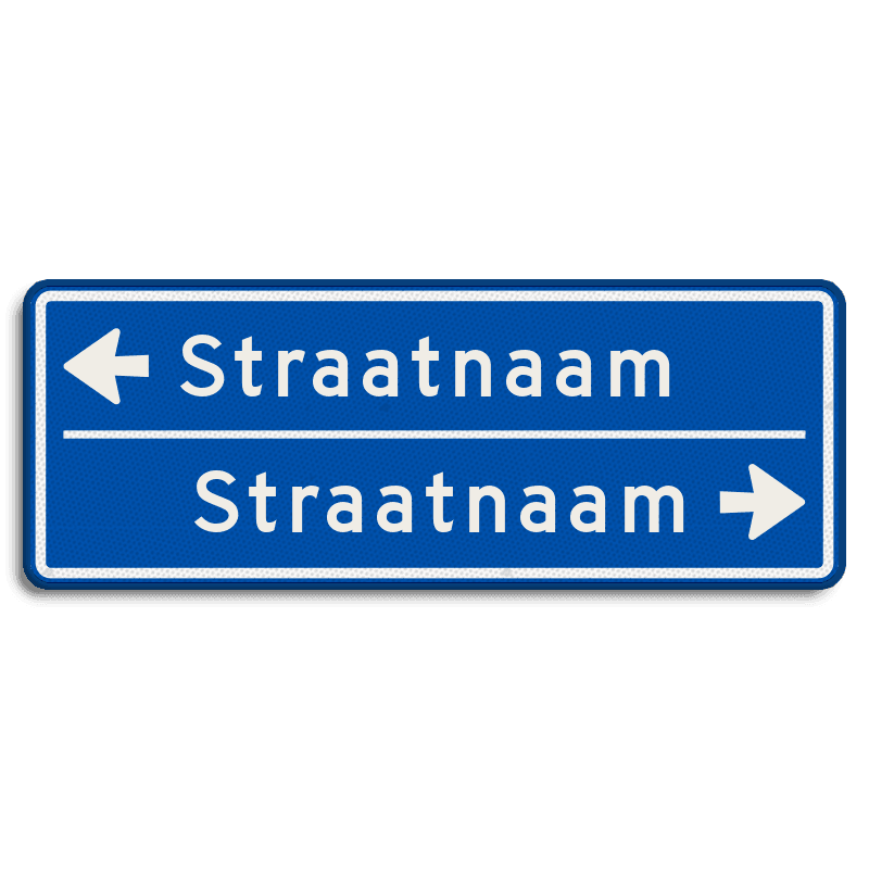 Straatnaambord 14 karakters 800x300 mm 2 regelig met pijl NEN 1772