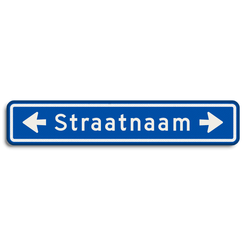Straatnaambord 14 karakters 800x150 mm met pijl NEN 1772