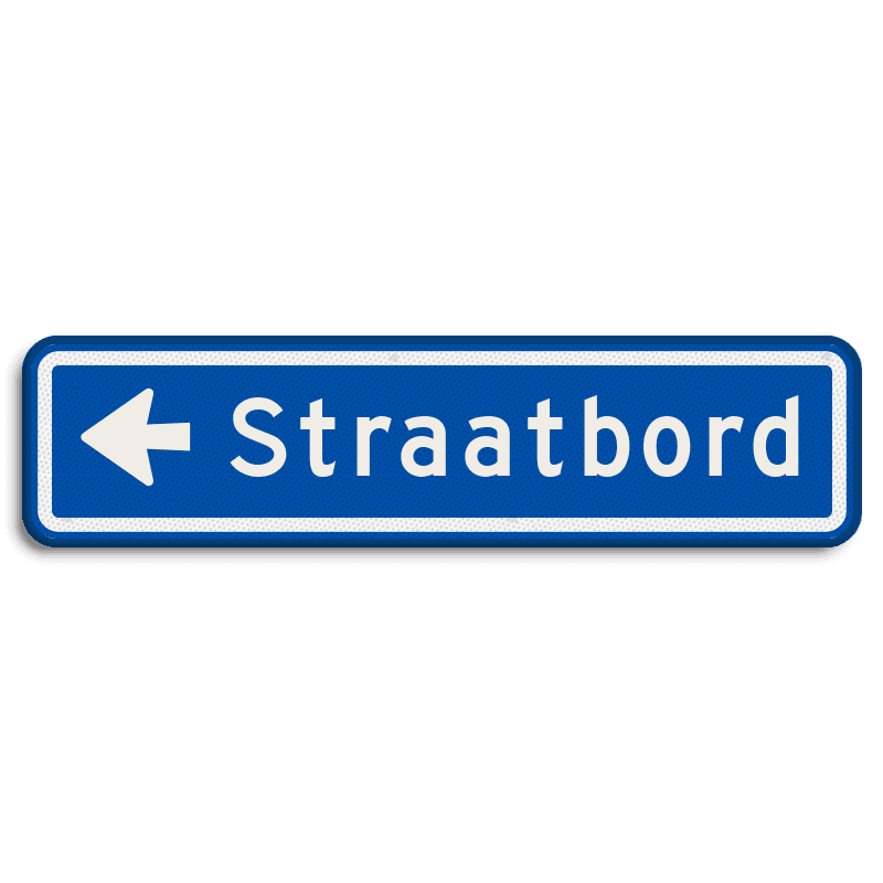 Straatnaambord 10 karakters 600x150 mm met pijl NEN 1772